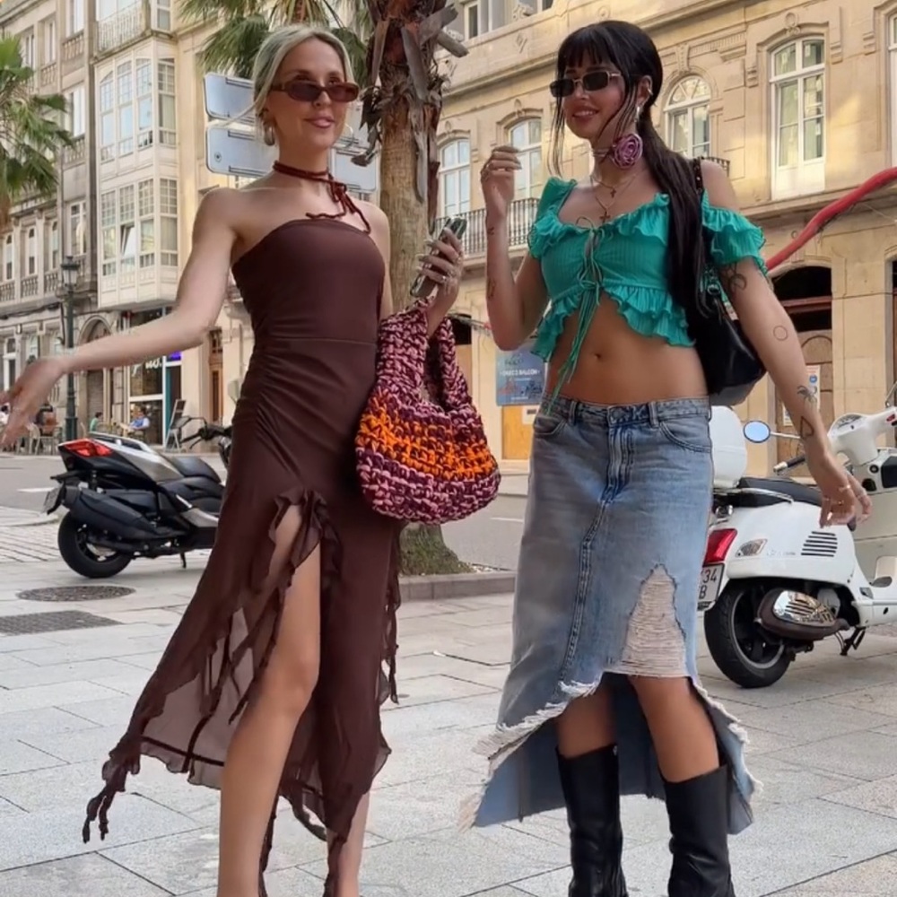 Zara Blue String Top